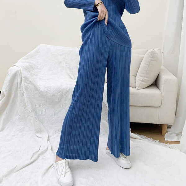 Pleats Please Issey Miyake Fabric Pleated Loose Trousers, WideLegged with Flares
