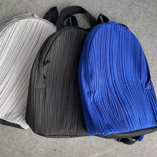 Pleats Please Issey Miyake Style Pleated Backpack with Zip H40 x L30 x W13 cm